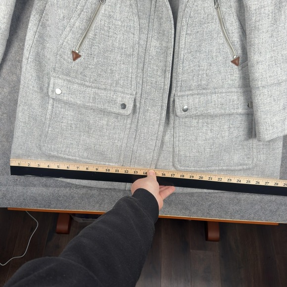 J.Crew Chateau Parka Coat Womens 16 Gray Italian Stadium Cloth Nello Gori Fur - Picture 12 of 16